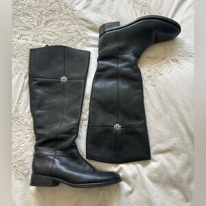 🩷Tory Burch Black Tall Leather Boots, Size 7-